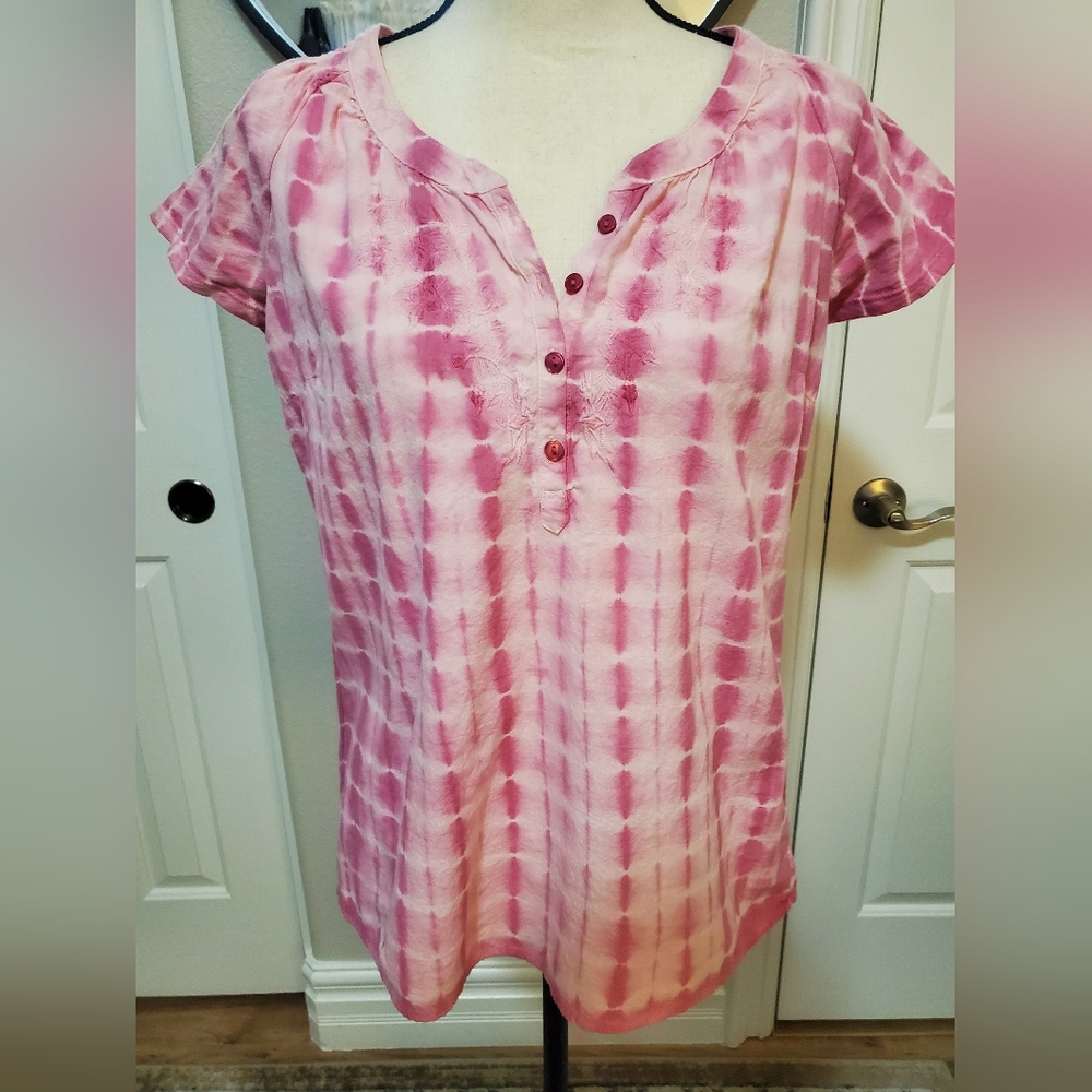 TIE DYE EMBROIDERED BOHO COTTON TOP SIZE SMALL Perfect Condition!